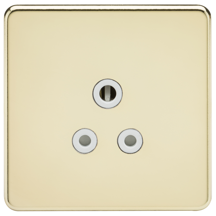 Knightsbridge SF5APBW Screwless 5A Unswitched Socket - Polished Brass + White Insert - westbasedirect.com