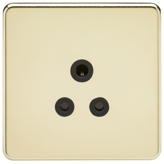 Knightsbridge SF5APB Screwless 5A Unswitched Socket - Polished Brass + Black Insert - westbasedirect.com