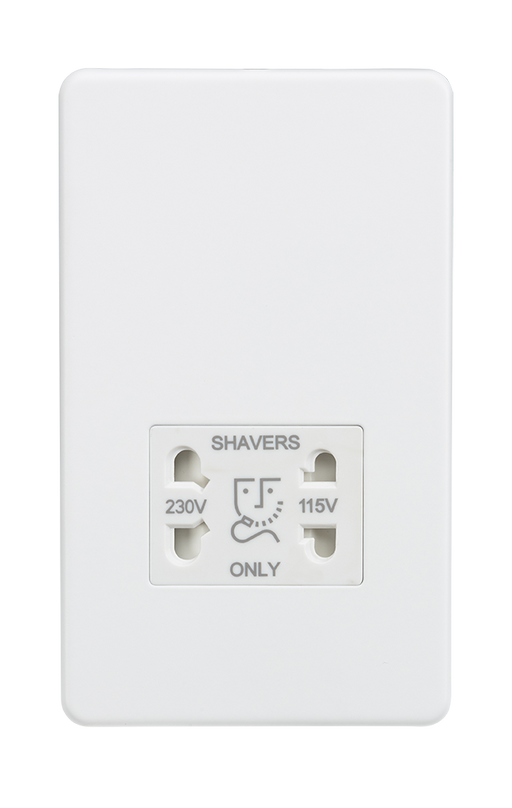 Knightsbridge SF8900MW Screwless 115V/230V Dual Voltage Shaver Socket - Matt White - westbasedirect.com
