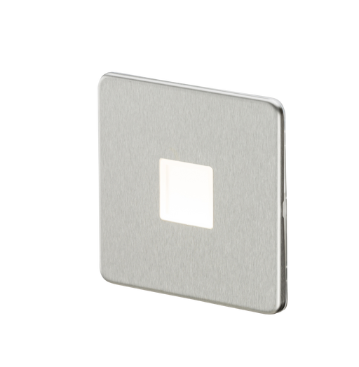 Knightsbridge SFPLBC Screwless 230V LED Plinth Light - Brushed Chrome - westbasedirect.com