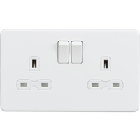 Knightsbridge SFR9000MW Screwless 13A 2G DP Switched Socket - Matt White