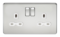 Knightsbridge SFR9000PCW Screwless 13A 2G DP Switched Socket - Polished Chrome + White Insert