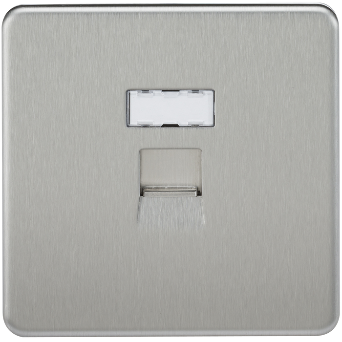 Knightsbridge SFRJ45BC Screwless RJ45 Network Outlet - Brushed Chrome - westbasedirect.com