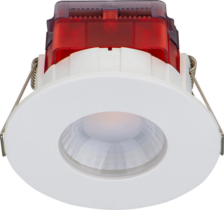 Luceco SFTF5W30/10 FType Spot Decorative LED Downlight 5W 515Lm 3000K Dimmable IP65 White Bezel - Flat (10 Pack) - westbasedirect.com