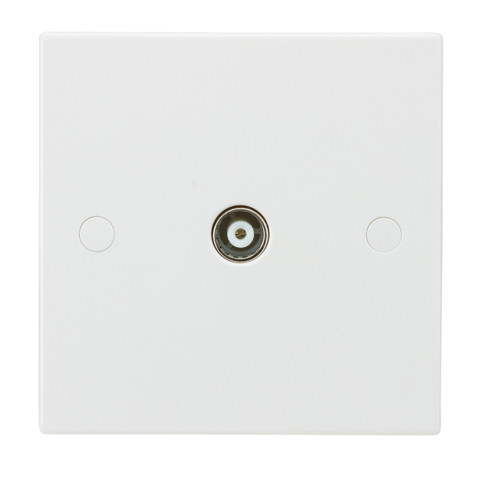 Knightsbridge SN0100 White Square Edge Coax TV Outlet (Non-Isolated) - westbasedirect.com