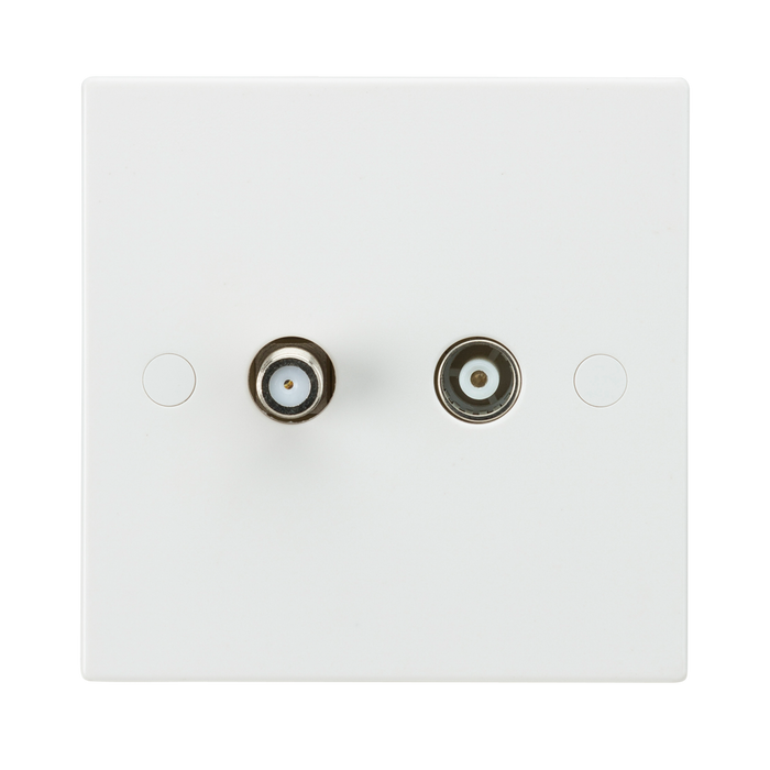Knightsbridge SN0140 White Square Edge TV & SAT TV Outlet (Non-Isolated) - westbasedirect.com