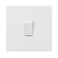 Knightsbridge SN1000 White Square Edge 10AX 1G 1 Way Switch