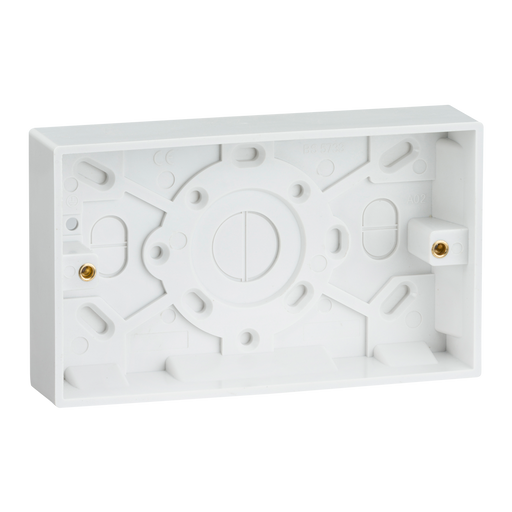 Knightsbridge SN1500 White Square Edge Double 25mm Pattress Box - westbasedirect.com