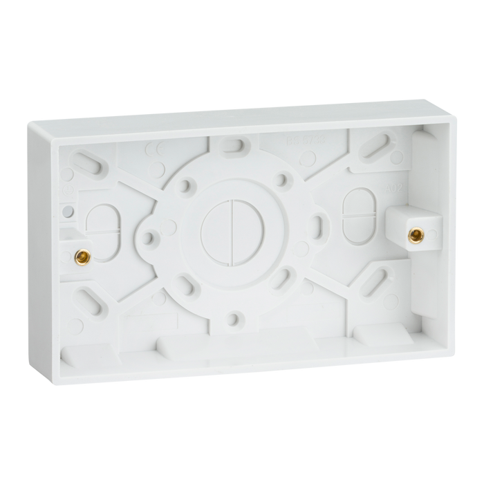 Knightsbridge SN1500 White Square Edge Double 25mm Pattress Box - westbasedirect.com