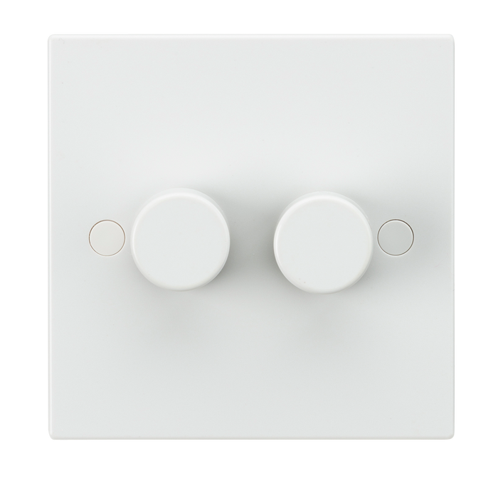 Knightsbridge SN2162 White Square Edge 2G 40-400W Dimmer Switch - westbasedirect.com