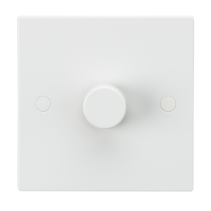 Knightsbridge SN2165 White Square Edge 1G 1-way 60-1000W Dimmer Switch - westbasedirect.com