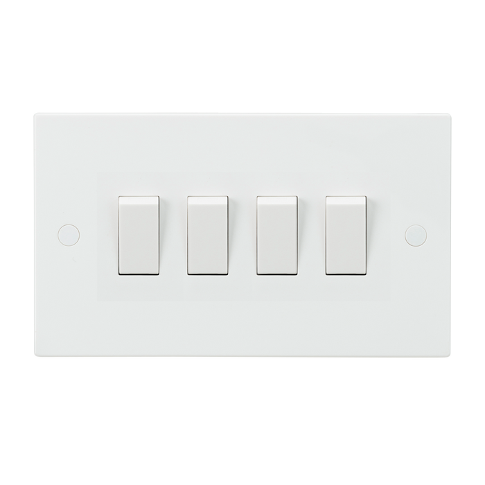 Knightsbridge SN4100 White Square Edge 10AX 4G 2-Way Switch - westbasedirect.com