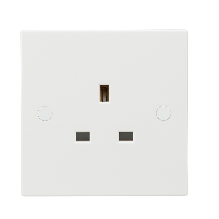 Knightsbridge SN7000U White Square Edge 13A 1G Unswitched Socket - westbasedirect.com