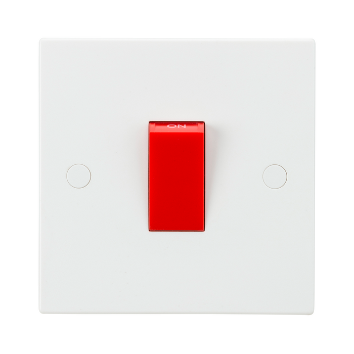 Knightsbridge SN8331 White Square Edge 45A 1G DP Switch - westbasedirect.com