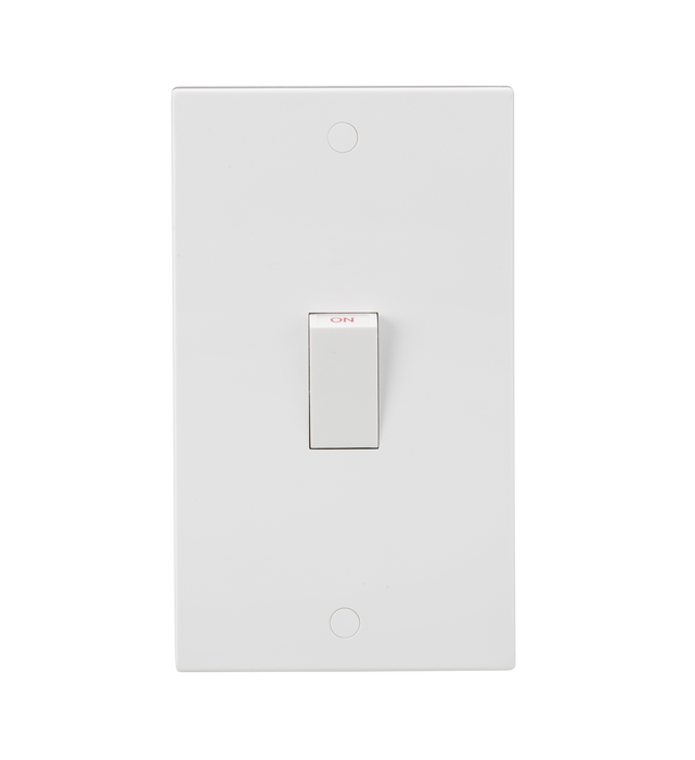 Knightsbridge SN8332W White Square Edge 45A 2G DP Switch (White Rocker) - westbasedirect.com