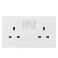 Knightsbridge SN9000 White Square Edge 13A 2G DP Switched Socket