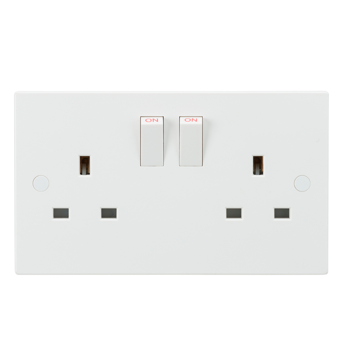 Knightsbridge SN9000S White Square Edge 13A 2G SP Switched Socket - westbasedirect.com