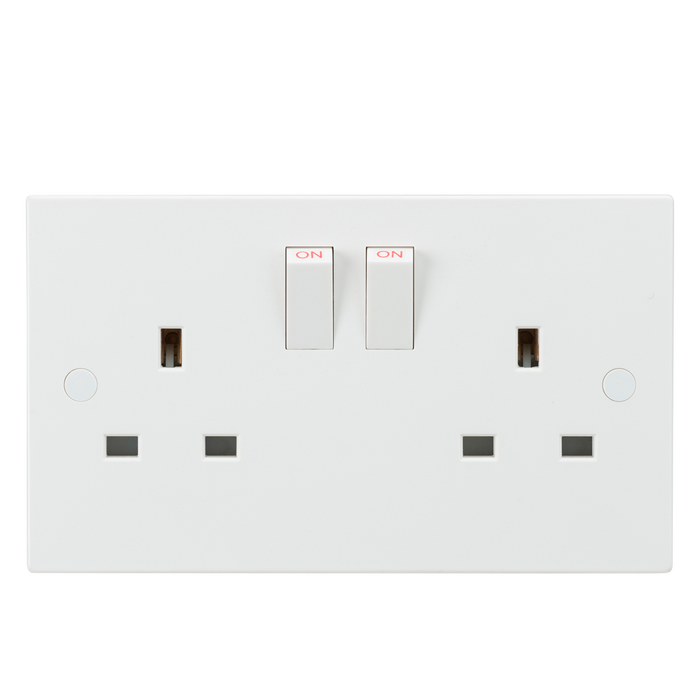 Knightsbridge SN9000 White Square Edge 13A 2G DP Switched Socket - westbasedirect.com