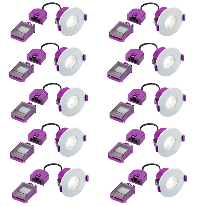 Knightsbridge SPKEVFS10 SpektroLED Evo Fixed Fire Rated IP65 Downlight with 2x Wattage and 4x CCT - White (Pack of 10)