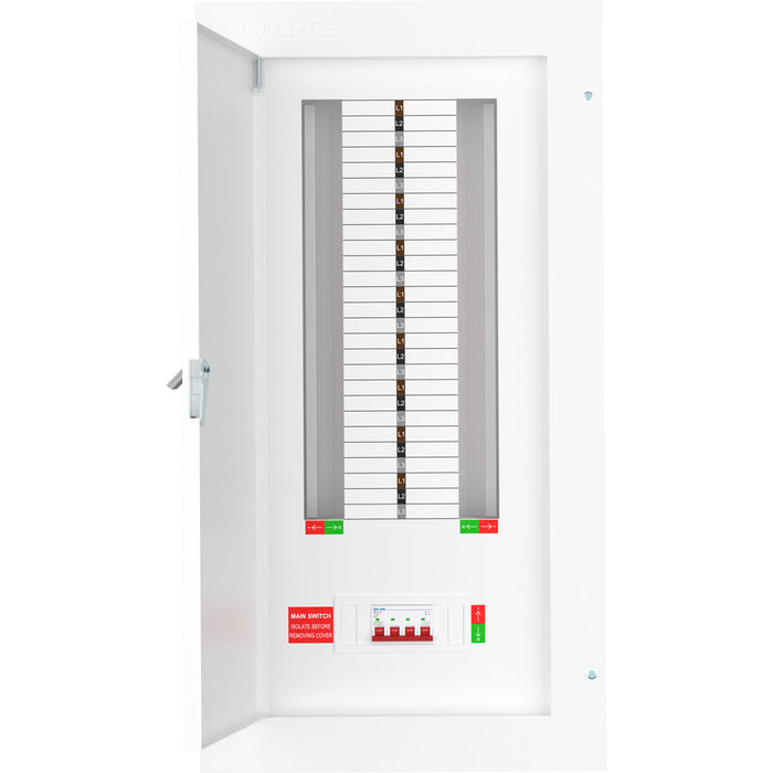 LIVE Electrical TPN18-125 18 Way TP&N Distribution Board with 4 Pole 125A Main Switch Incomer