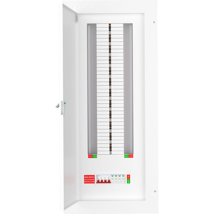 LIVE Electrical TPN24-125S TPN24-125S 24 Way TP&N Distribution Board with 4 Pole 125A Main Switch Incomer & 20/40kA DP SPD