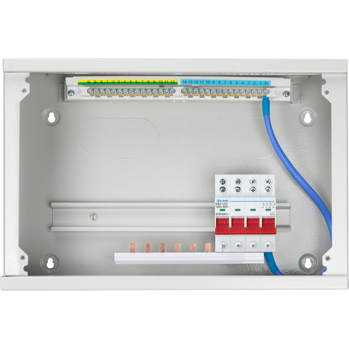 LIVE Electrical TPNH03-100 3 Way Horizontal TPN Distribution Board c/w 100A 4P Switch Disconnector Incomer - westbasedirect.com