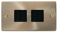 Click Deco VPAB019BK Victorian 10AX 4-Gang 2-Way Plate Switch - Antique Brass (Black)