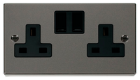 Click Deco VPBN036BK Victorian 13A 2G DP Switched Socket - Black Nickel (Black)