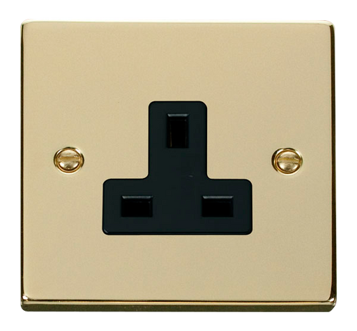 Click Deco VPBR030BK Victorian 1G 13A Unswitched Socket - Polished Brass (Black) - westbasedirect.com