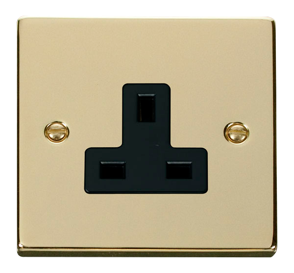 Click Deco VPBR030BK Victorian 1G 13A Unswitched Socket - Polished Brass (Black) - westbasedirect.com