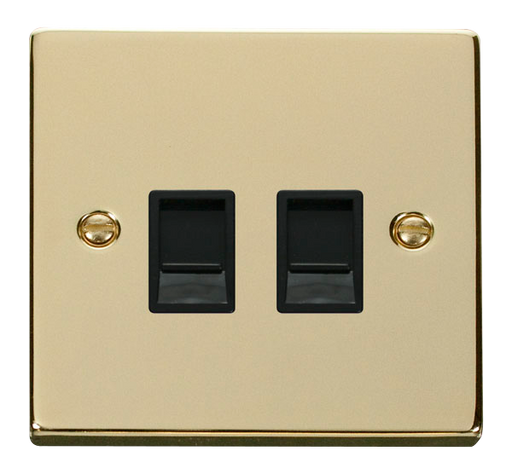 Click Deco VPBR118BK Victorian Twin RJ45 Outlet - Polished Brass (Black) - westbasedirect.com