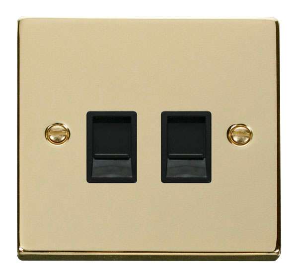 Click Deco VPBR118BK Victorian Twin RJ45 Outlet - Polished Brass (Black) - westbasedirect.com