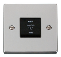 Click Deco VPCH020BK Victorian 10A 3 Pole Fan Isolation Plate Switch - Polished Chrome (Black)