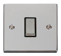 Click Deco VPCH411BK Victorian 10AX Ingot 1-Gang 2-Way Plate Switch - Polished Chrome (Black)