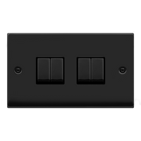 Click Deco VPMB414BK Victorian 10AX Ingot 4-Gang 2-Way Plate Switch - Matt Black (Black)