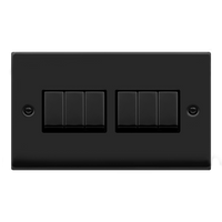 Click Deco VPMB416BK Victorian 10AX Ingot 6-Gang 2-Way Plate Switch - Matt Black (Black)