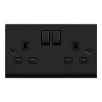 Click Deco VPMB536BK Victorian 13A Ingot 2G DP Switched Socket - Matt Black (Black)