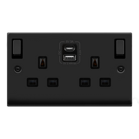 Click Deco VPMB586BK Victorian 13A Ingot 2G Switched Socket + Type A&C USB - Matt Black (Black)