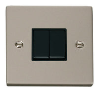 Click Deco VPPN012BK Victorian 10AX 2-Gang 2-Way Plate Switch - Pearl Nickel (Black)