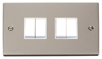Click Deco VPPN019WH Victorian 10AX 4-Gang 2-Way Plate Switch - Pearl Nickel (White)
