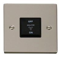 Click Deco VPPN020BK Victorian 10A 3 Pole Fan Isolation Plate Switch - Pearl Nickel (Black)