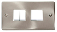 Click Deco VPSC019WH Victorian 10AX 4-Gang 2-Way Plate Switch - Satin Chrome (White)