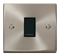 Click Deco VPSC025BK Victorian 10AX 1 Gang Intermediate Plate Switch - Satin Chrome (Black)