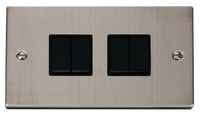 Click Deco VPSS019BK Victorian 10AX 4-Gang 2-Way Plate Switch - Stainless Steel (Black)