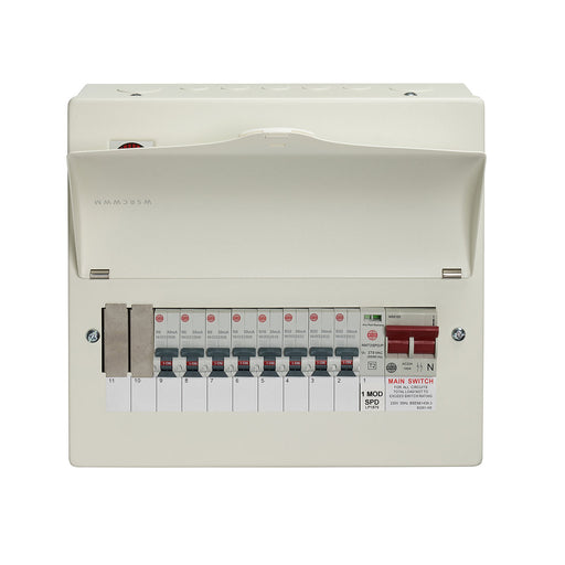 Wylex WNM2635L 10 Way Consumer Unit + 100A Main Switch with SPD & 8x Type A 30mA RCBOs - westbasedirect.com