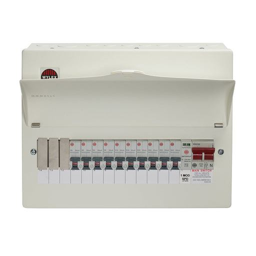 Wylex WNM2636L 13 Way Consumer Unit + 100A Main Switch with SPD & 10x Type A 30mA RCBOs - westbasedirect.com