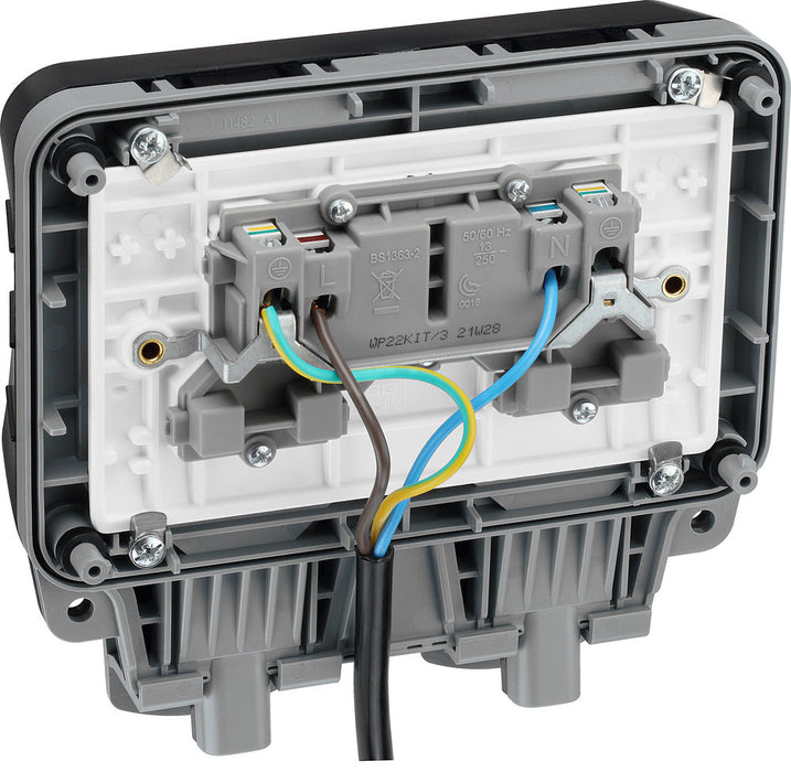 BG WP22KIT/3 Weatherproof Nexus Storm 13A 2G Switched Socket +3m Flex & RCD Plug - westbasedirect.com