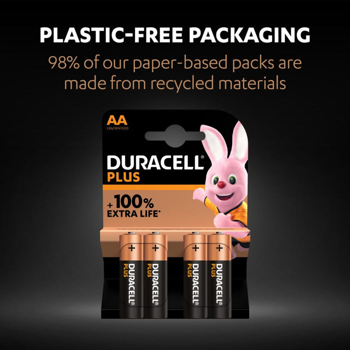 Duracell +100% Plus Power AA LR6 MN1500 Alkaline Batteries | 10 Pack - westbasedirect.com
