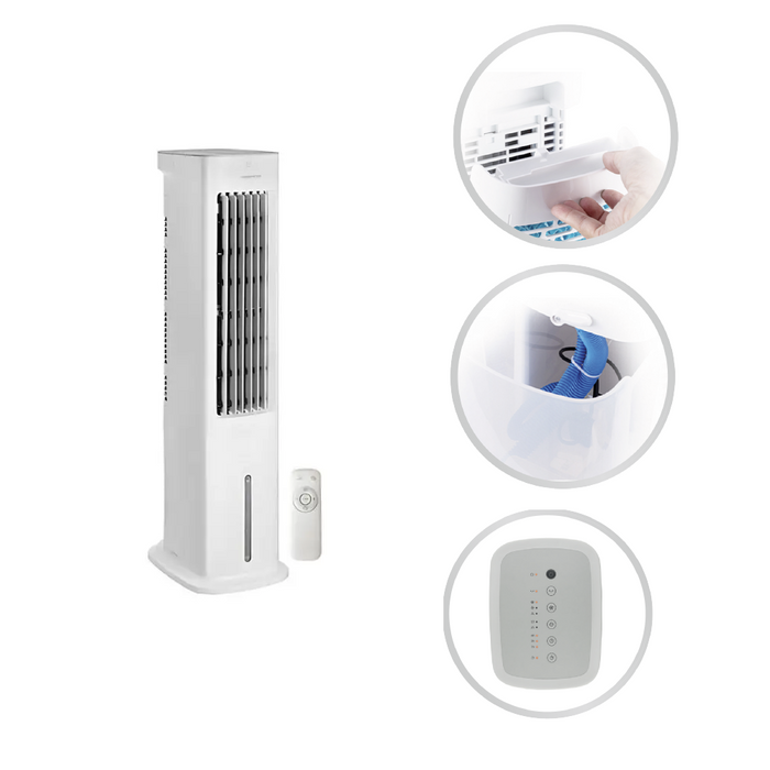 5L Evaporative 3in1 Air Cooler Tower Fan + Remote Control + Removable 5L Water Tank - westbasedirect.com