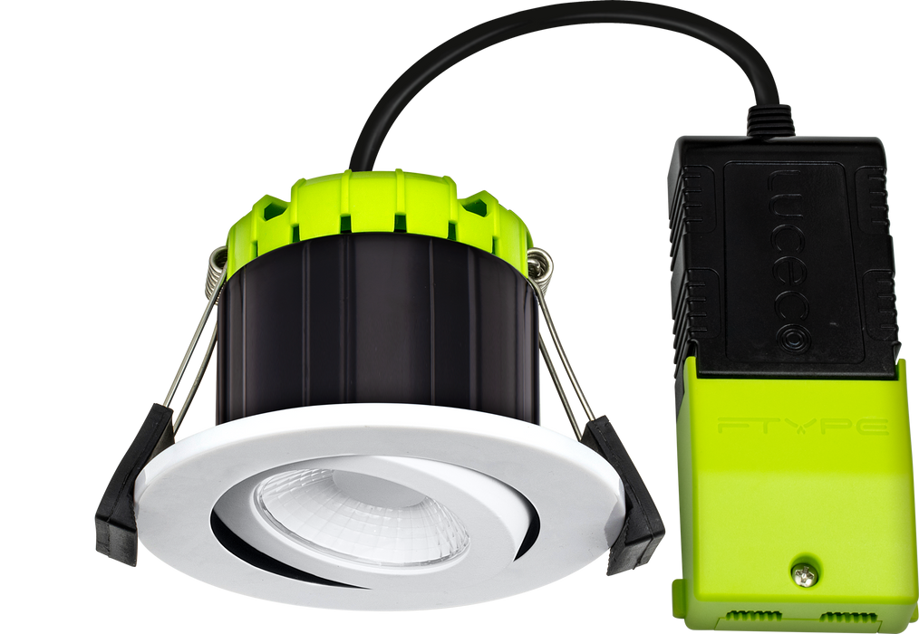 Luceco FType Compact Adjustable 6W 4000K IP65 Fire Rated Downlight - White - westbasedirect.com